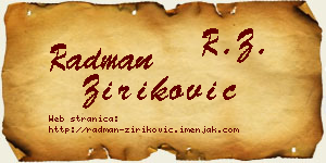 Radman Ziriković vizit kartica